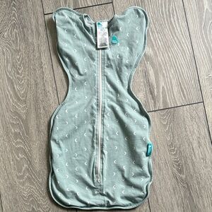Love to Dream Teal Baby Swaddle with Moon Design